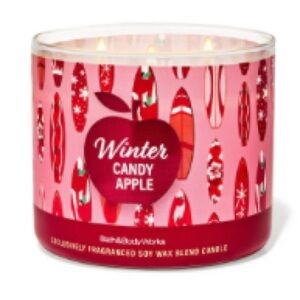 NIB Bath & Body Works “Winter Candy Apple” 3-Wick Candle w Decorative Metal Lid